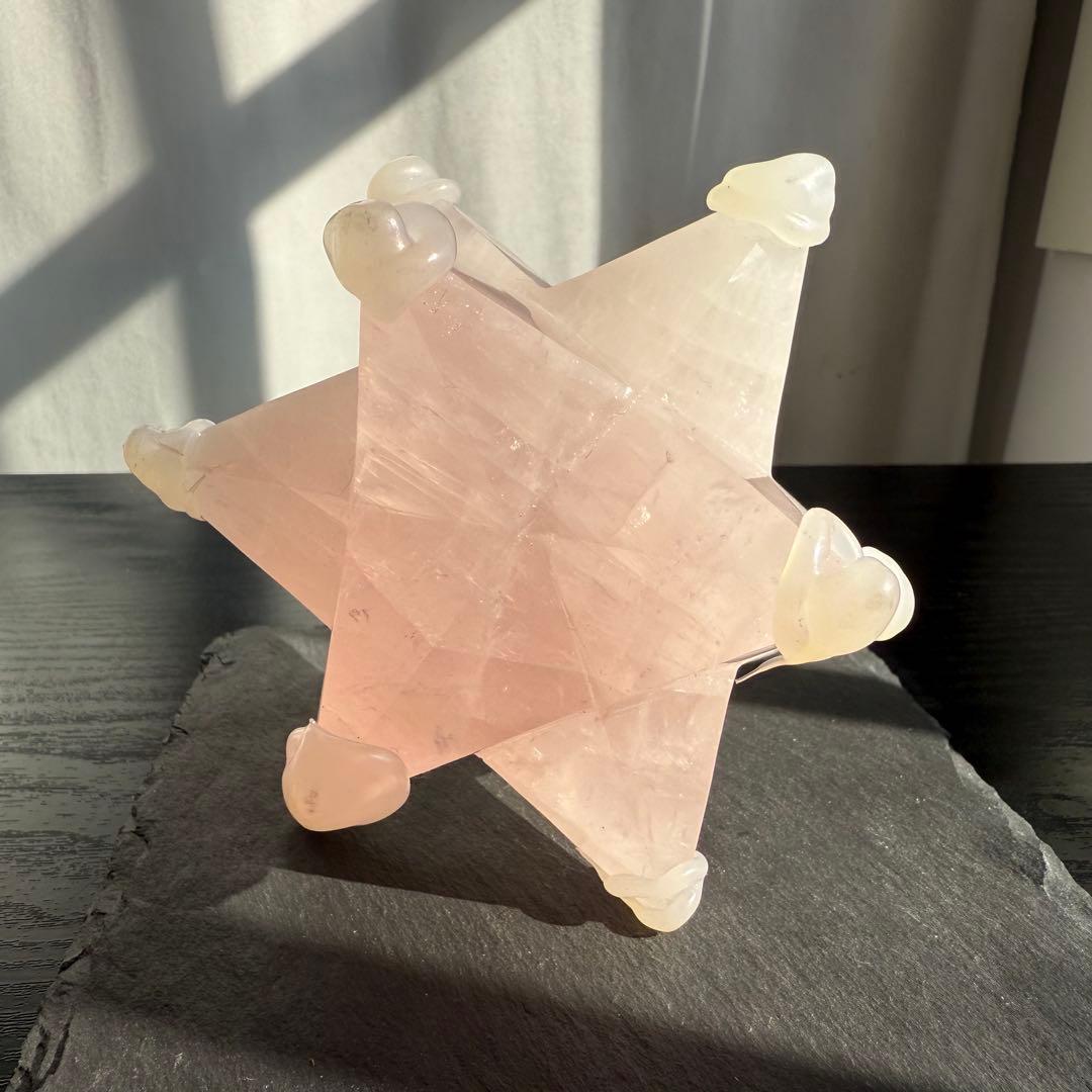 天然石ローズクォーツのアステロイド　マカバスター　置物NO.111814