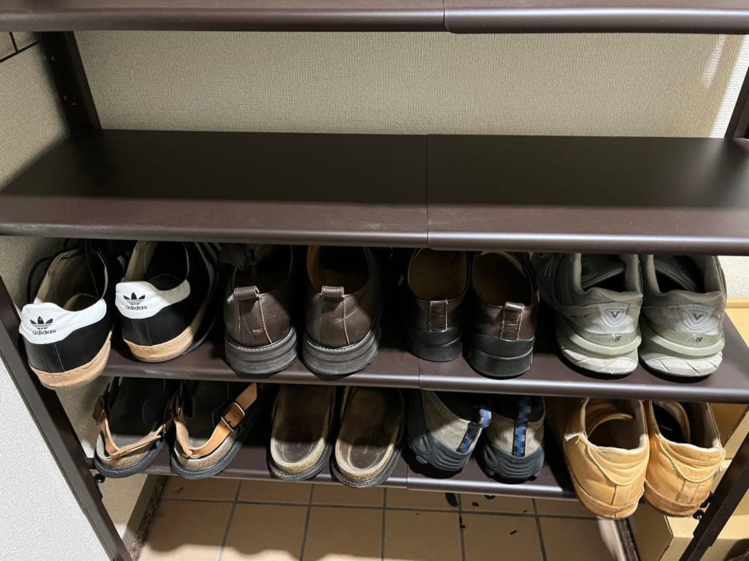 伸縮シューズラック 7段 ブラウン