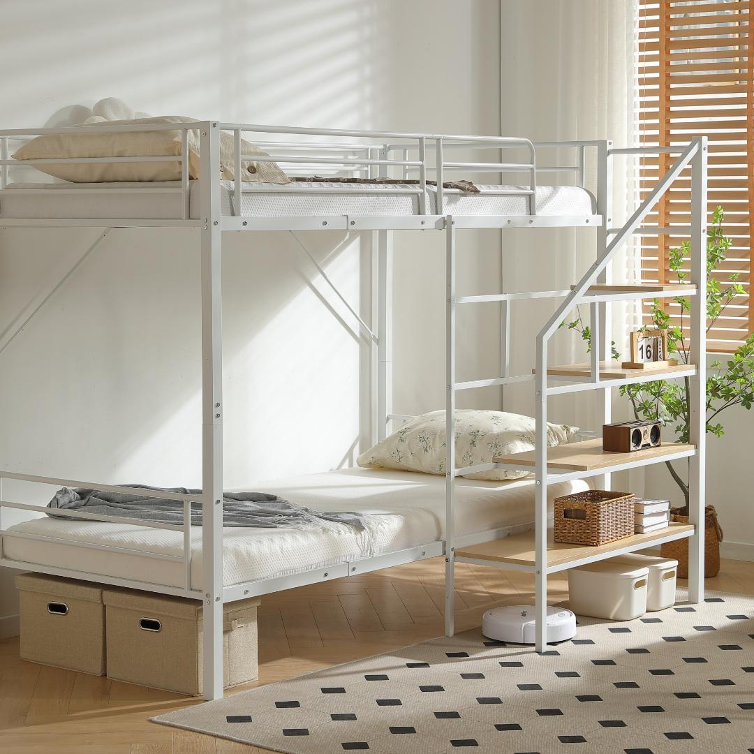 新作❣ロフトベッド シングルベッド パイプ 耐震 頑丈フレーム 学生寮 社員寮