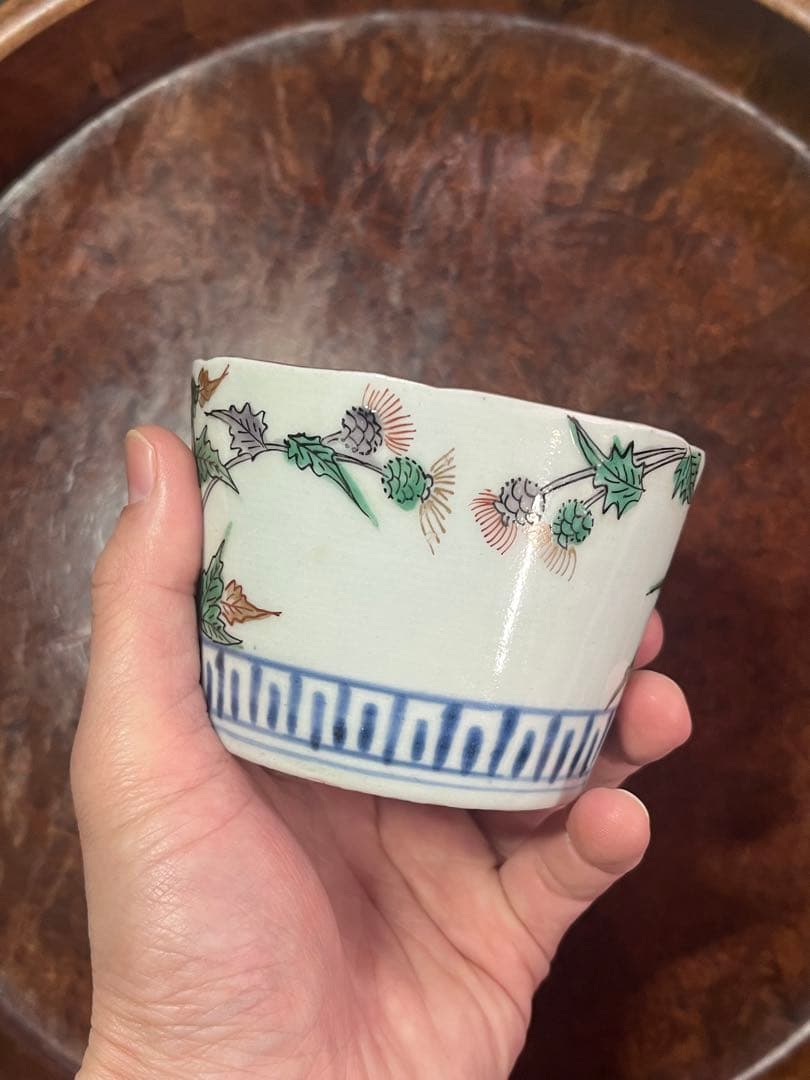 蕎麦猪口　そばちょこ　色絵　大振り　そば猪口　古伊万里　民芸　民藝　くらわんか