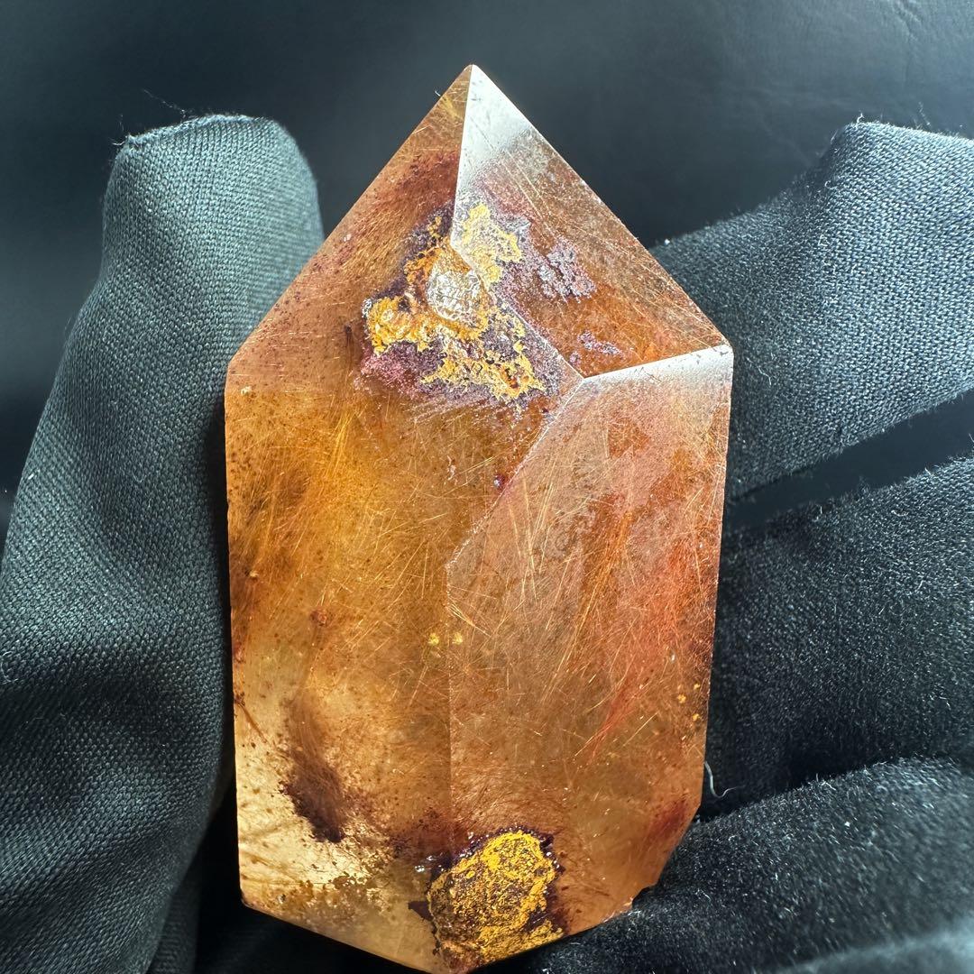 【金運up❗️】レア♡とても可愛い❤️ガーデンルチルクォーツ六角柱庭園水晶A1340