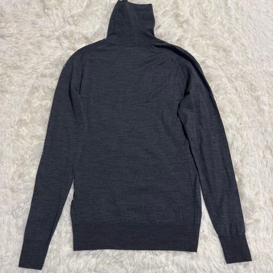 【美品】ジョンスメドレー タートルネック ニット S チャコール メリノウール