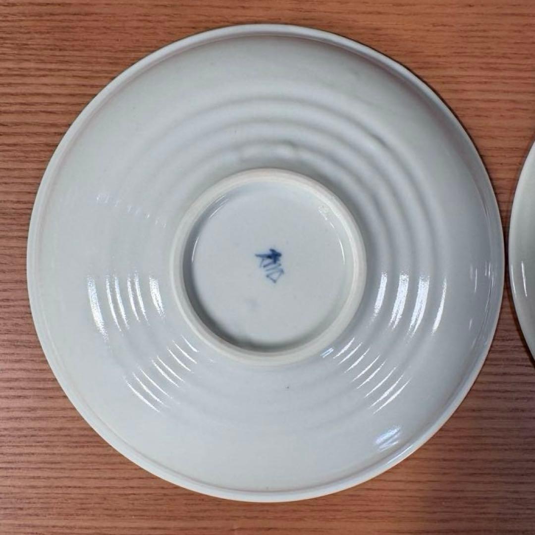 有田焼 李荘窯 染付吹墨月兎文 手造り渕付皿 2枚セット☆