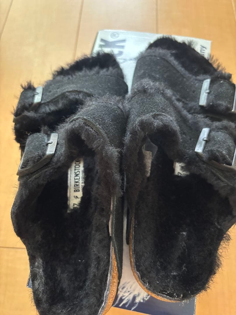 Birkenstock 黒 ファーサンダルARIZONAアリゾナファーライナー