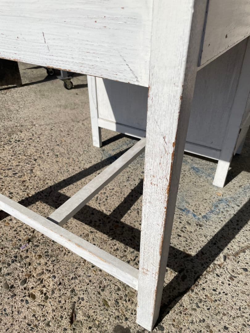 ジャパンヴィンテージ 古い勉強机 作業台 木製 シャビーペイント アトリエ