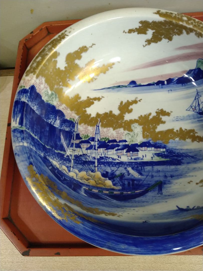 伊万里肥碟山開花外輪船大鉢R21