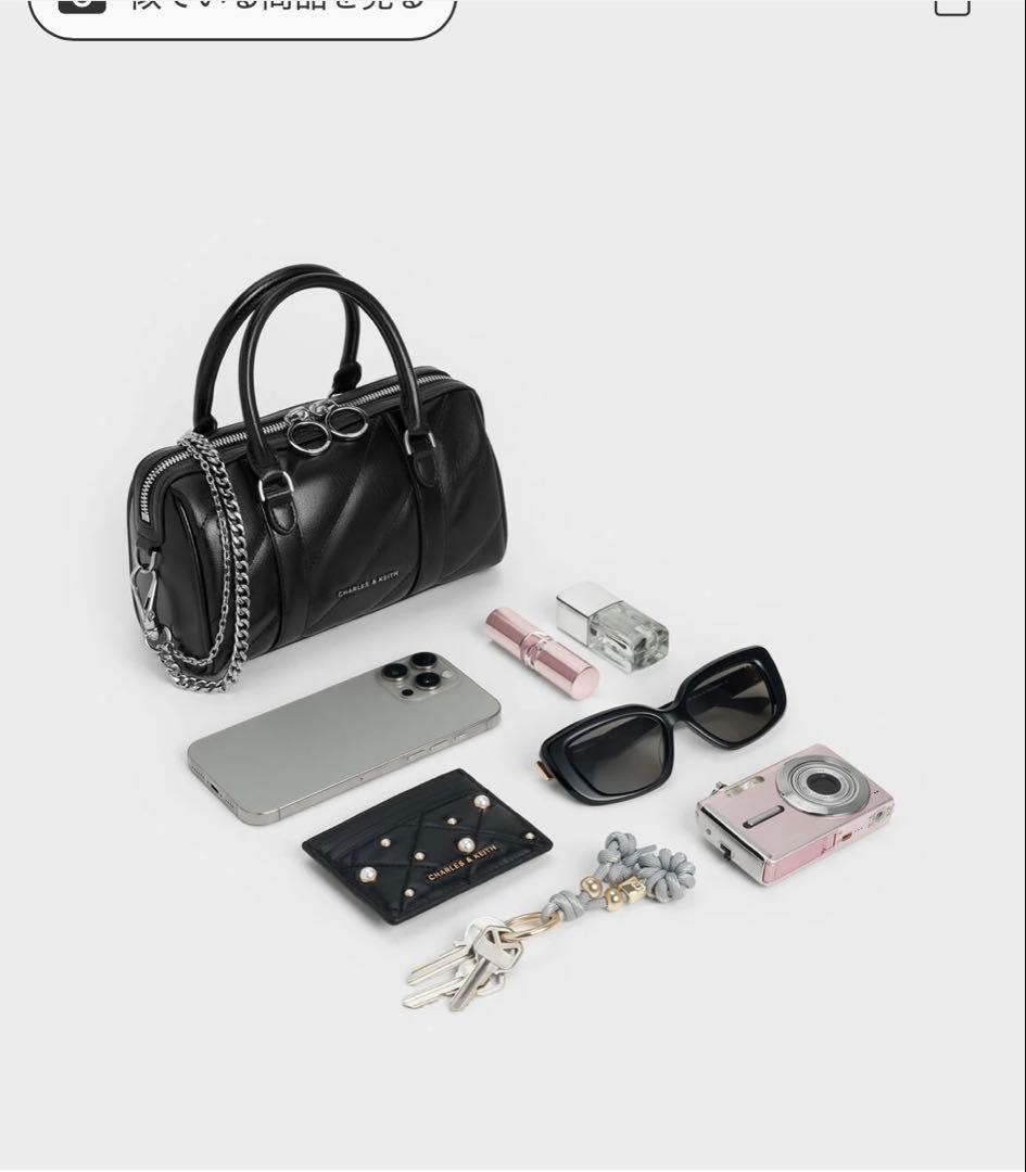 CHARLES & KEITH ブラックショルダーバッグ チャールズアンドキース