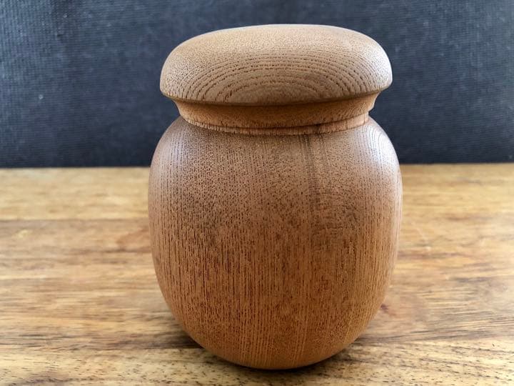 茶筒　茶道具　天然木　義雄作