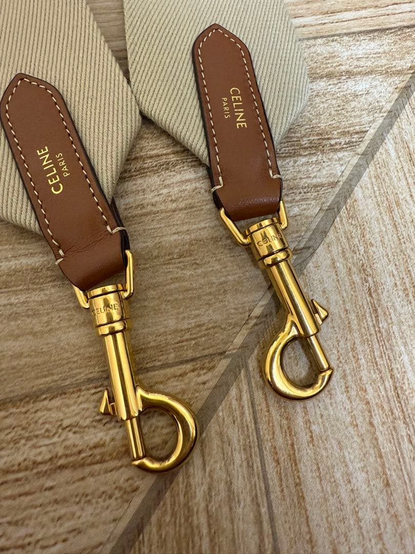 CELINE ジャカード ショートストラップ / ウール ベージュ/ホワイト