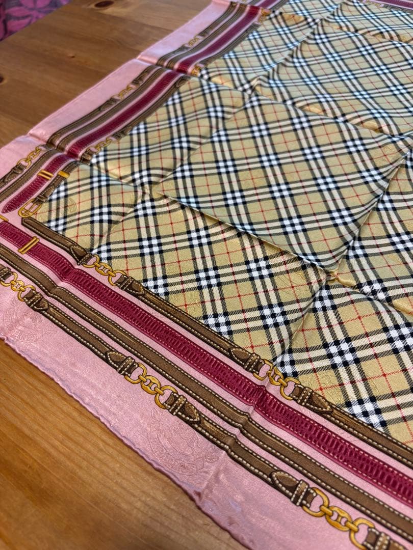 H*守様 シルク&コットンBurberry チェック柄ハンカチ 3点セット