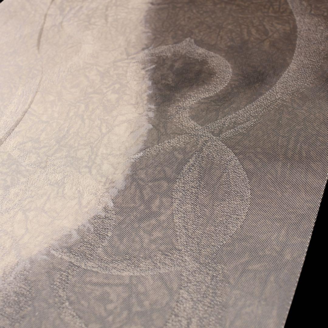 未使用　美品　変わり立涌に瓢箪模様織り出し袋帯　洒落袋帯　ベージュ系　d71