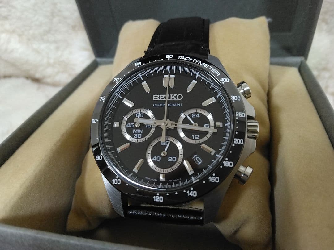 SEIKO クロノグラフ 腕時計 ブラック/美品/クリスマスプレゼントにも