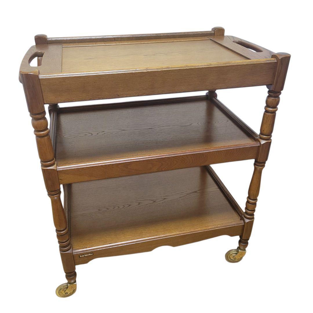 【美品】karimoku　カリモク　キッチンワゴン　ティーワゴン　昭和レトロ