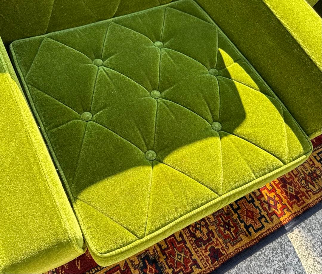 カリモク60 ロビーチェア 1シーター モケットグリーン ソファ 日本製