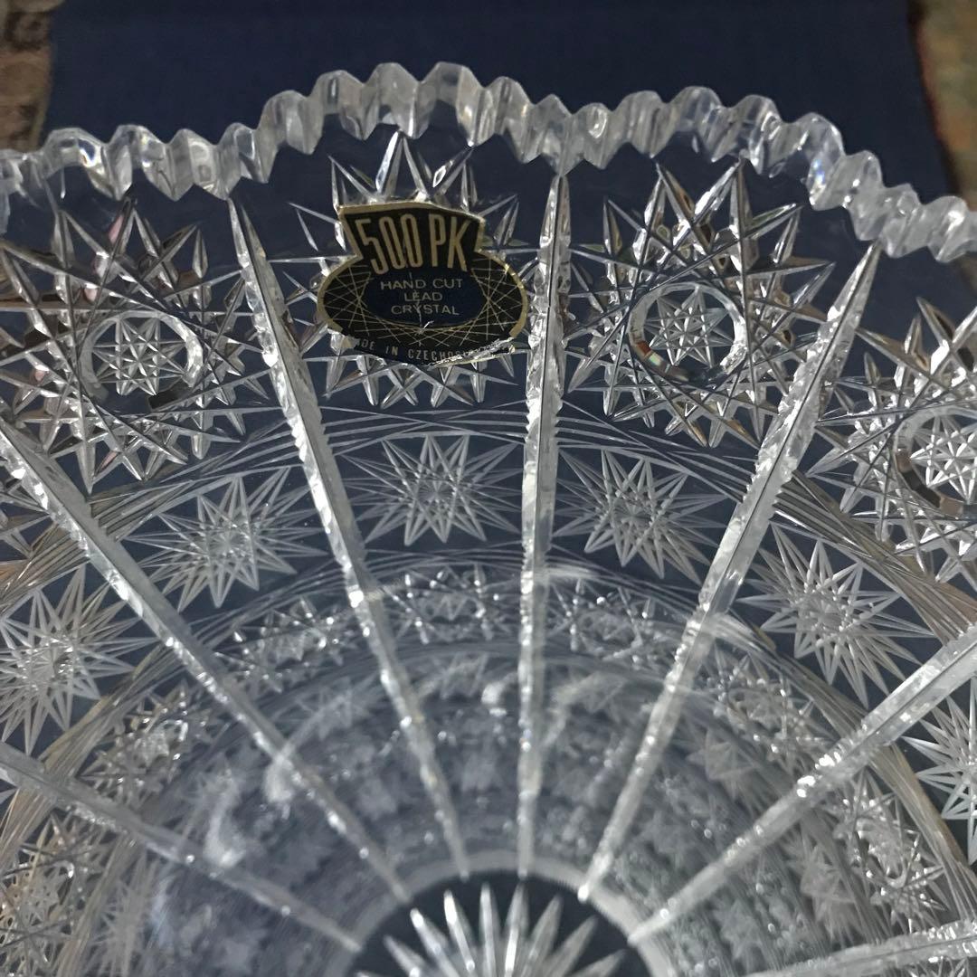 ボヘミアガラス　ボヘミア　500PK ハンドカット　花瓶　花器