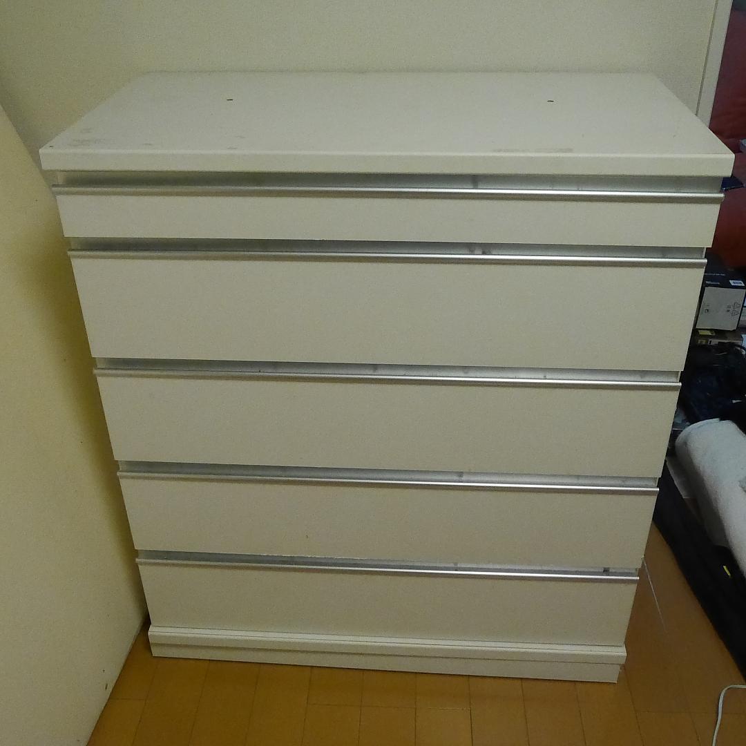 日本製　丸伸 木製 5段チェスト ホワイト 手渡しでしたら1000円！千代田区