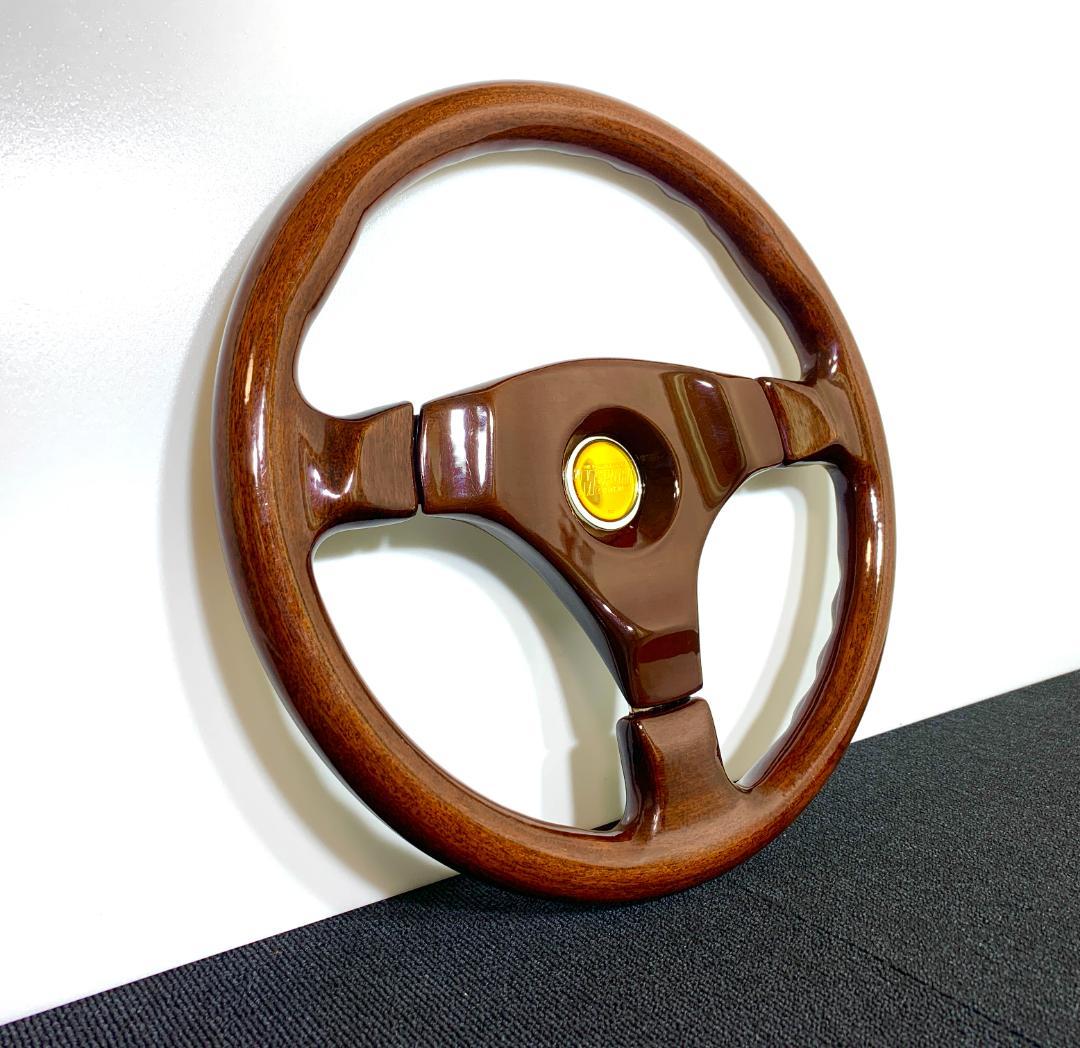 良品 エムズスピード ウッドステアリング 35パイ ホーンボタン付 当時物 希少