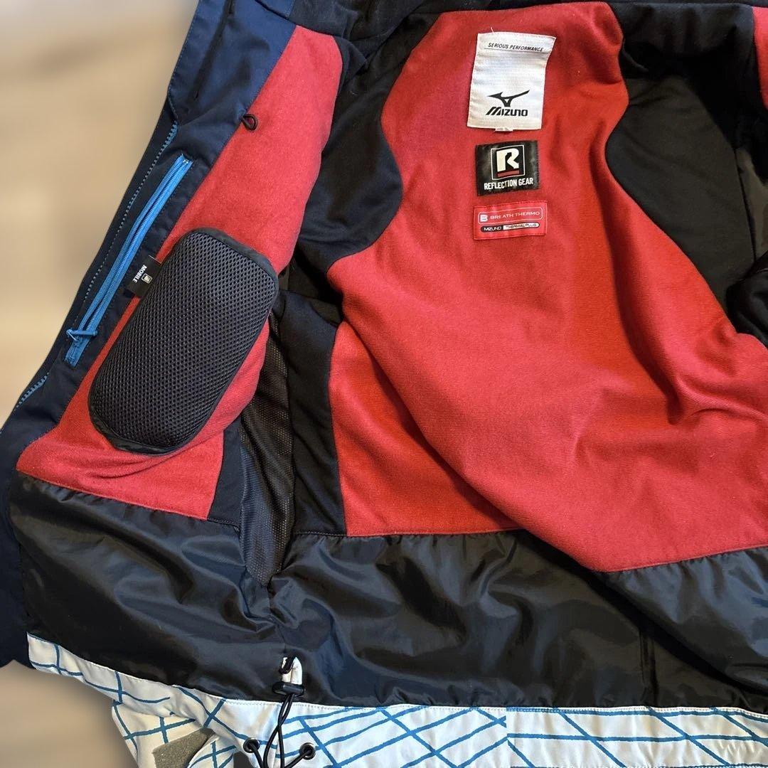 MIZUNOスキーウェア ホワイト/ブルー 格子模様　Mサイズ