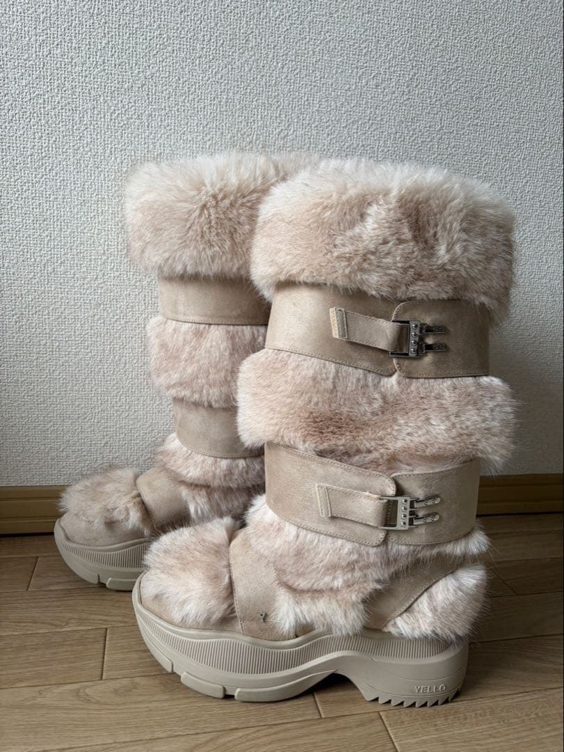 YELLO MOJU LONG BOOTS ベージュ Lサイズ