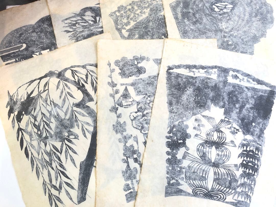 小島悳次郎 染絵 型染　7枚 セット 民藝