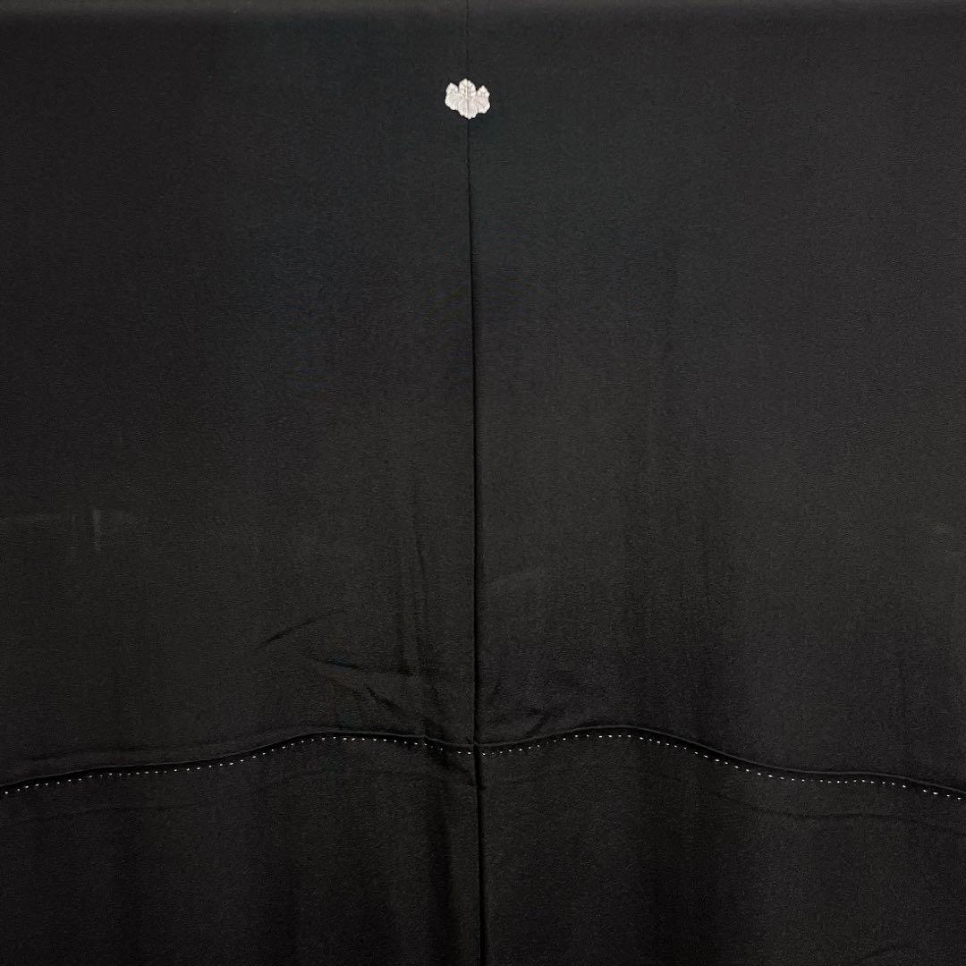 アンティーク　黒留袖　刺繍　束熨斗　巾着　花車　松竹梅　巻物　着物　112b d