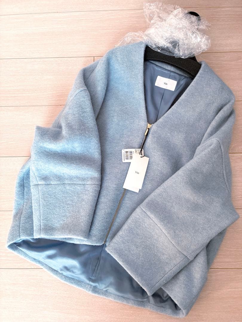 ⭐︎りん⭐︎様 新品 3.2万 Vin Vネックウールブレンドショートコート