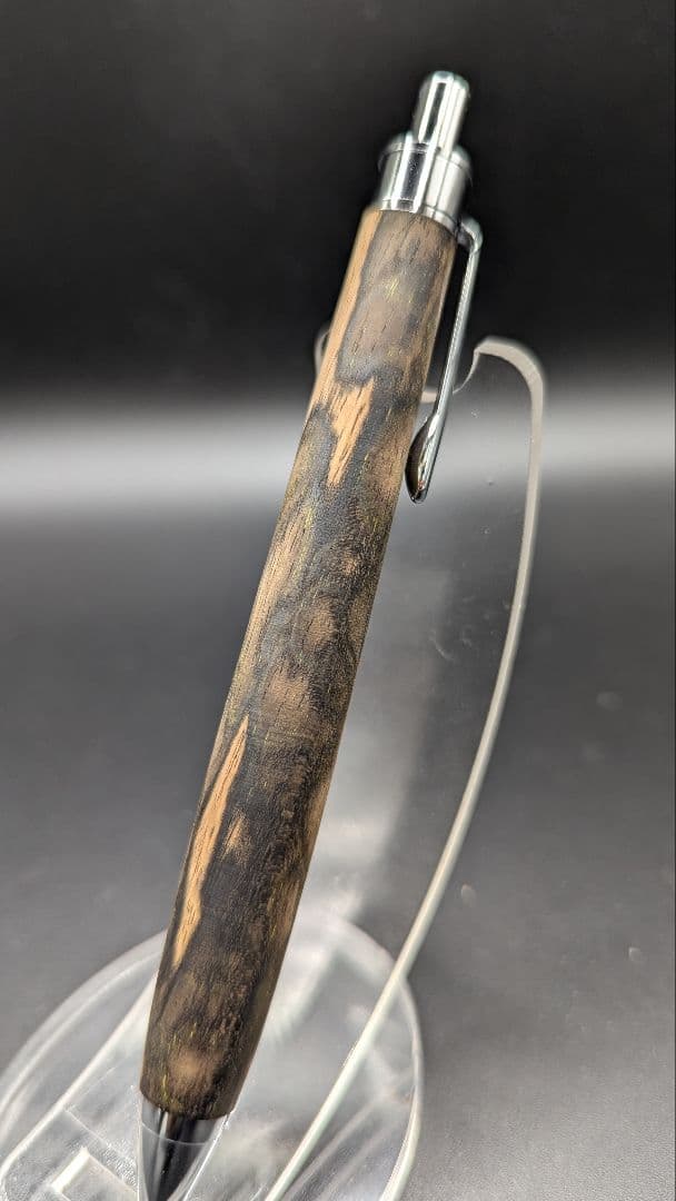 400ペン工房翌檜　極上　黒柿孔雀杢　木軸シャーペン　ボールペン