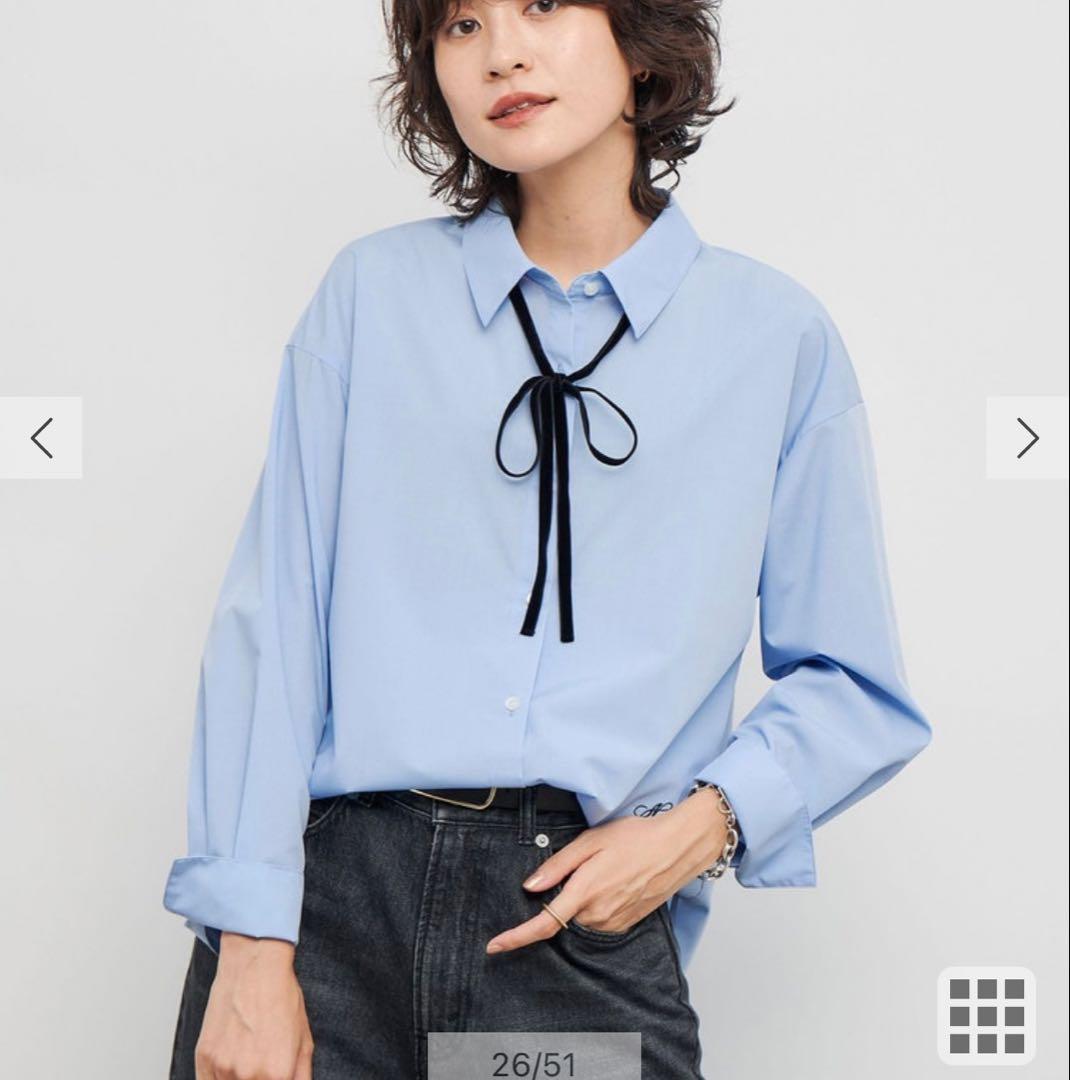 NOLLY'S ウォッシャブルリボン付きシャツ　新品