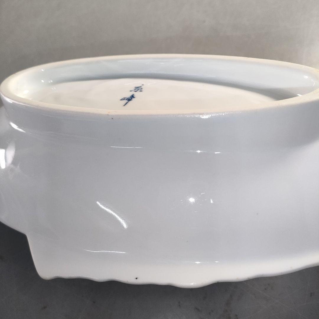 A1374-3/京峰 作/白磁魚文銘々皿5客/大皿/飾皿/盛皿/膾皿/懐石道具/