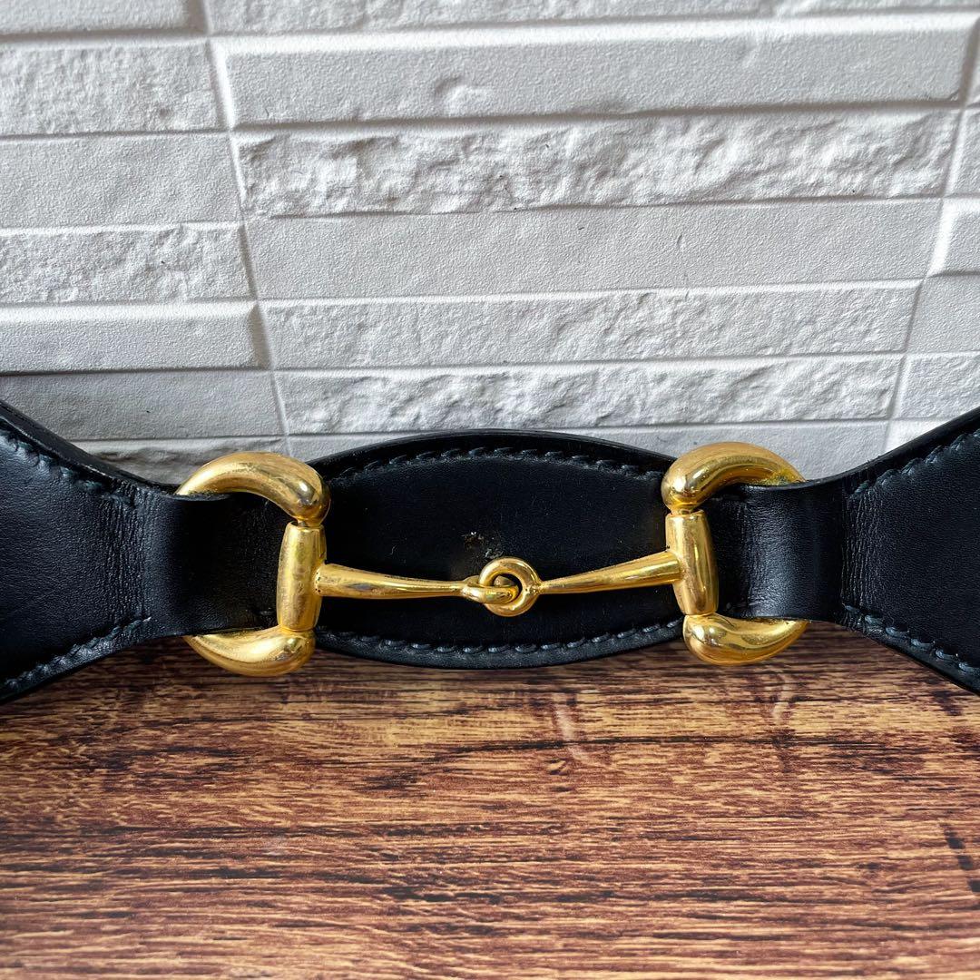 レア グッチ シェリー ライン ホースビット コットン × レザー ベルト