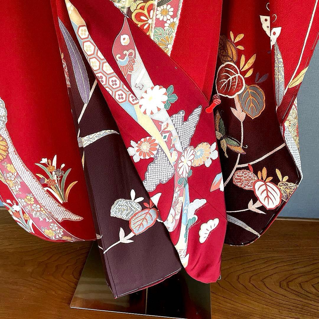 振袖フルセット　高身長　新品　手描き友禅　成人式振袖　振袖　裄丈69 赤