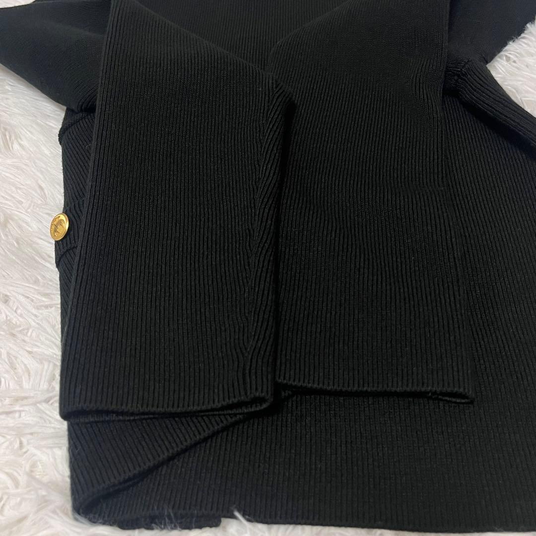 【BrooksBrothers】極美品 ノーカラー ニット ジャケット ブラック