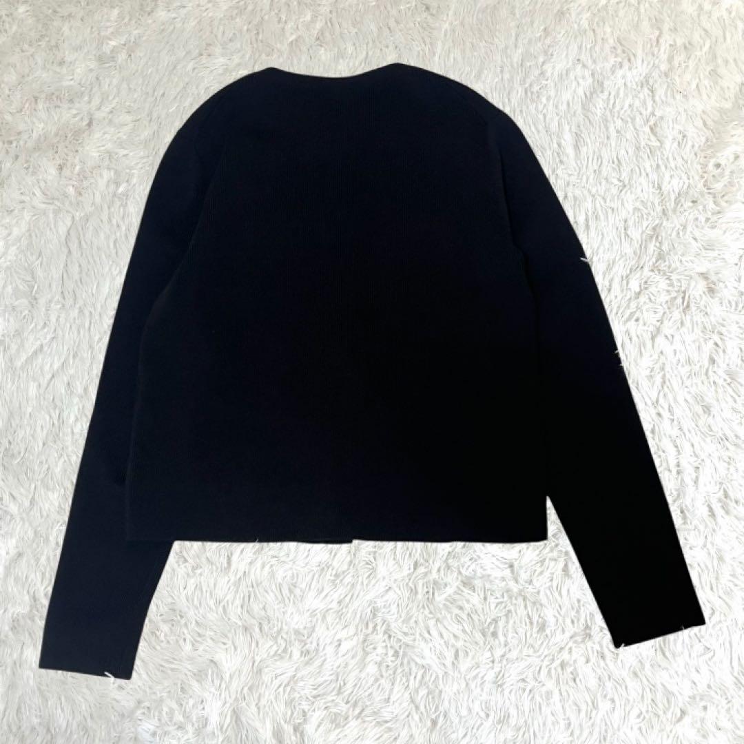 【BrooksBrothers】極美品 ノーカラー ニット ジャケット ブラック