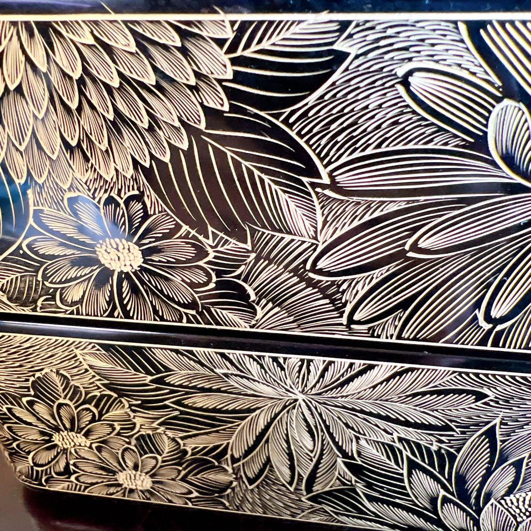 輪島塗　総菊四段重　塩安漆器工房　元箱入り　特選輪島塗漆器　うるし