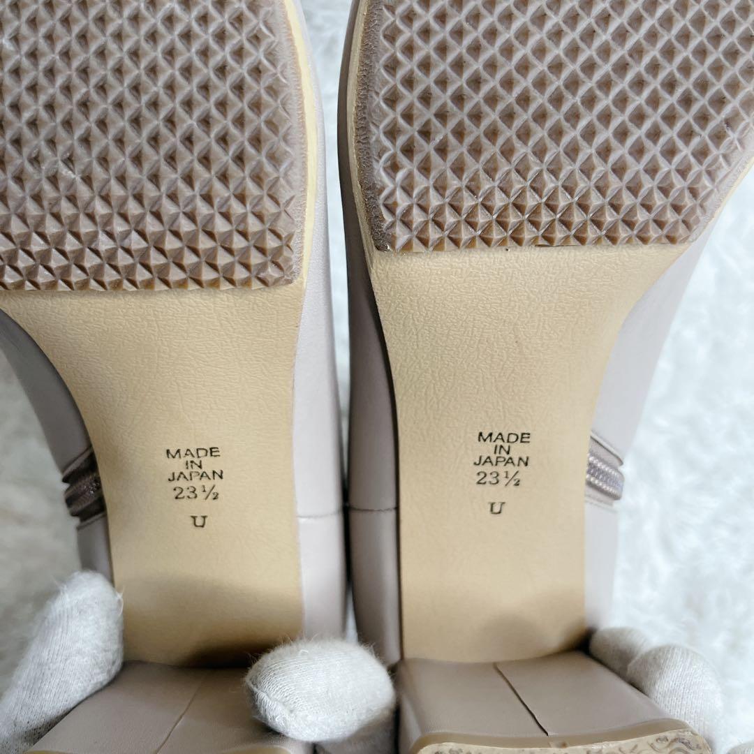 極美品 ダイアナ べージュ ショートブーツ サイドジップ スクエアトゥ 23.5