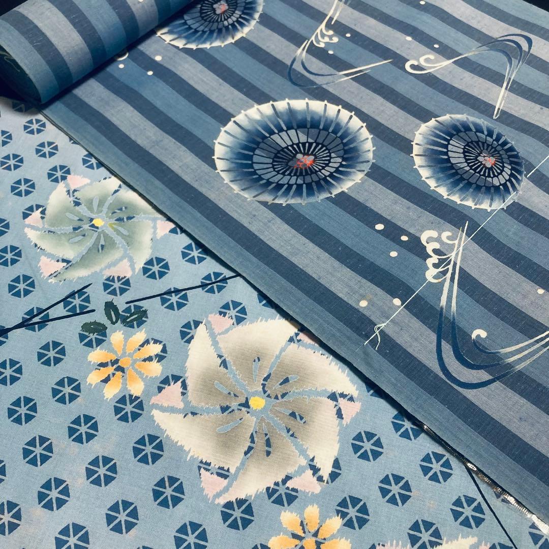 着物と帯オレンジ y219◾️未使用美品割と綺麗な木綿浴衣反物24点まとめて◾️