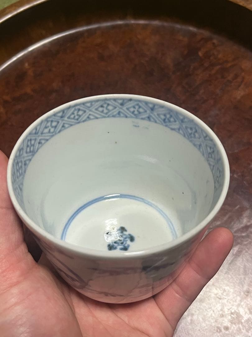 モダンデザイン　古伊万里　蕎麦猪口　散らし　無傷完品　大振り　松竹梅　柿右衛門