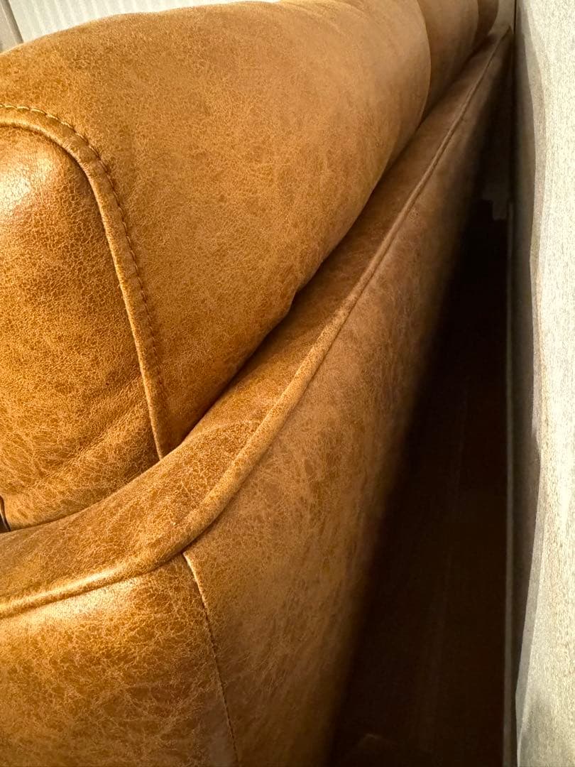 状態良好 【関家具】カローレ 3人掛けカウチソファ キャメル リラックスフォーム