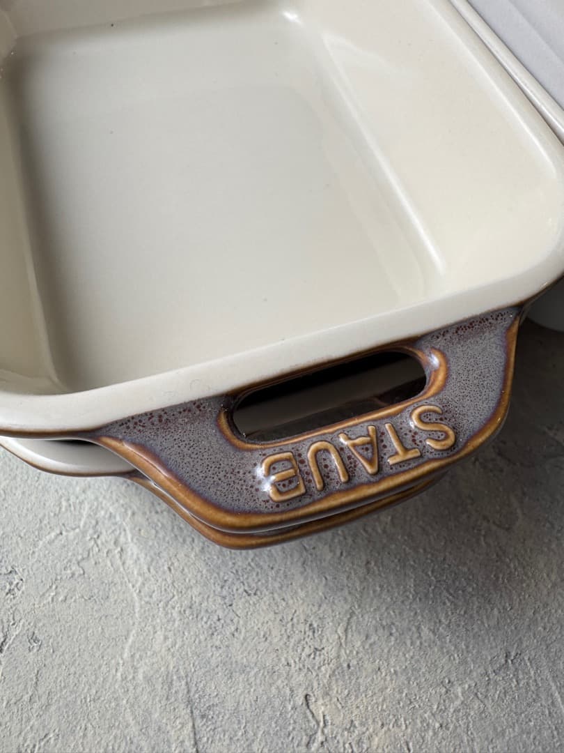 ストウブ Staub レクタンギュラーディッシュ 白✖️3個 グレー✖️2個