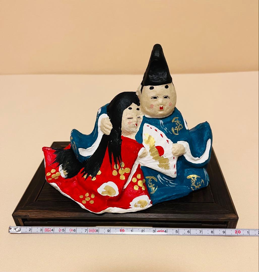 六原張子　肩寄雛　ひな人形　岩手花巻市　木製台付　希少　カップル雛　逸品　お雛様