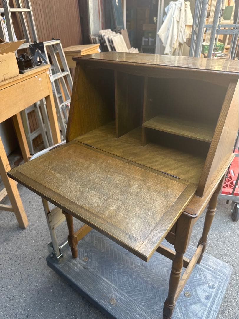 昭和レトロ　ビューロー　デスク　引き出し付　鉄道プレート　C571