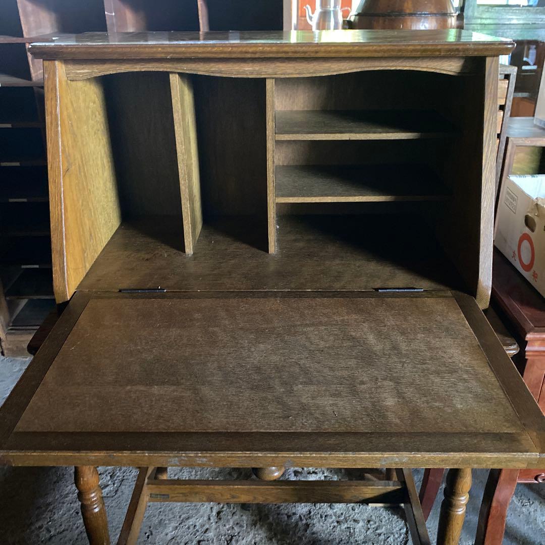 昭和レトロ　ビューロー　デスク　引き出し付　鉄道プレート　C571