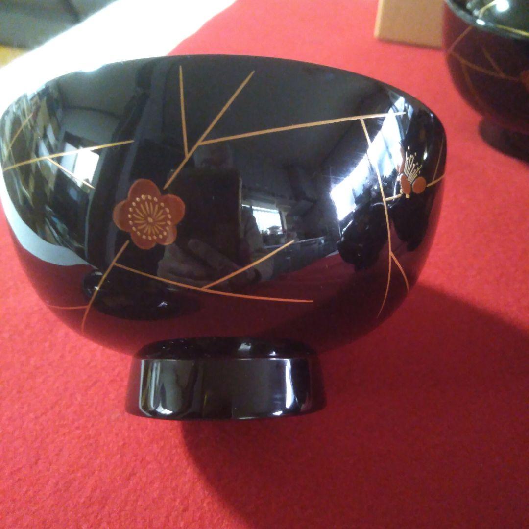 輪島塗　梅蒔絵入椀五客　未使用品