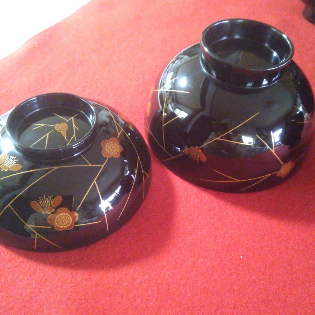 輪島塗　梅蒔絵入椀五客　未使用品