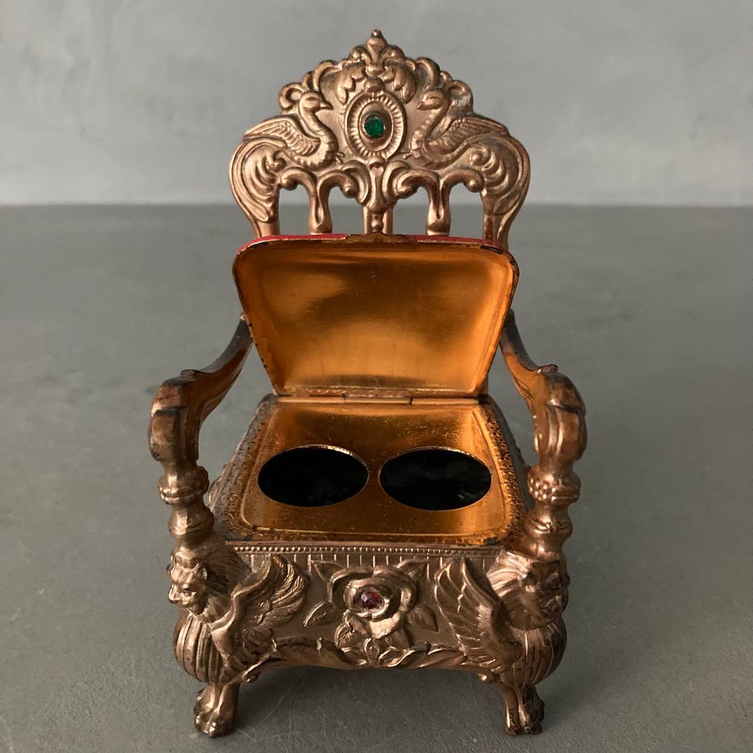 ヴィンテージ ミニチュア 玉座 装飾チェア 灰皿？ アンティーク雑貨