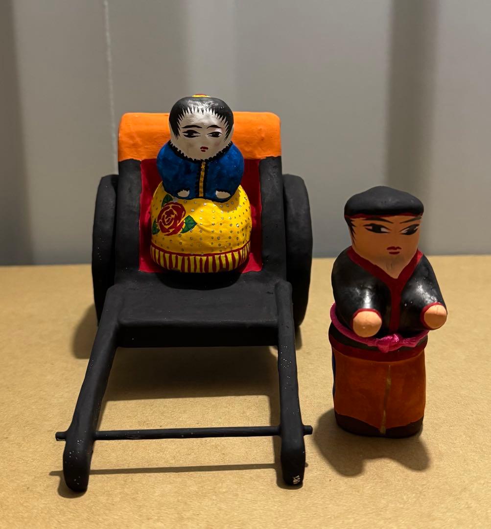 長門張子　南蛮婦人　車夫　人力車　張子　民芸品　郷土玩具