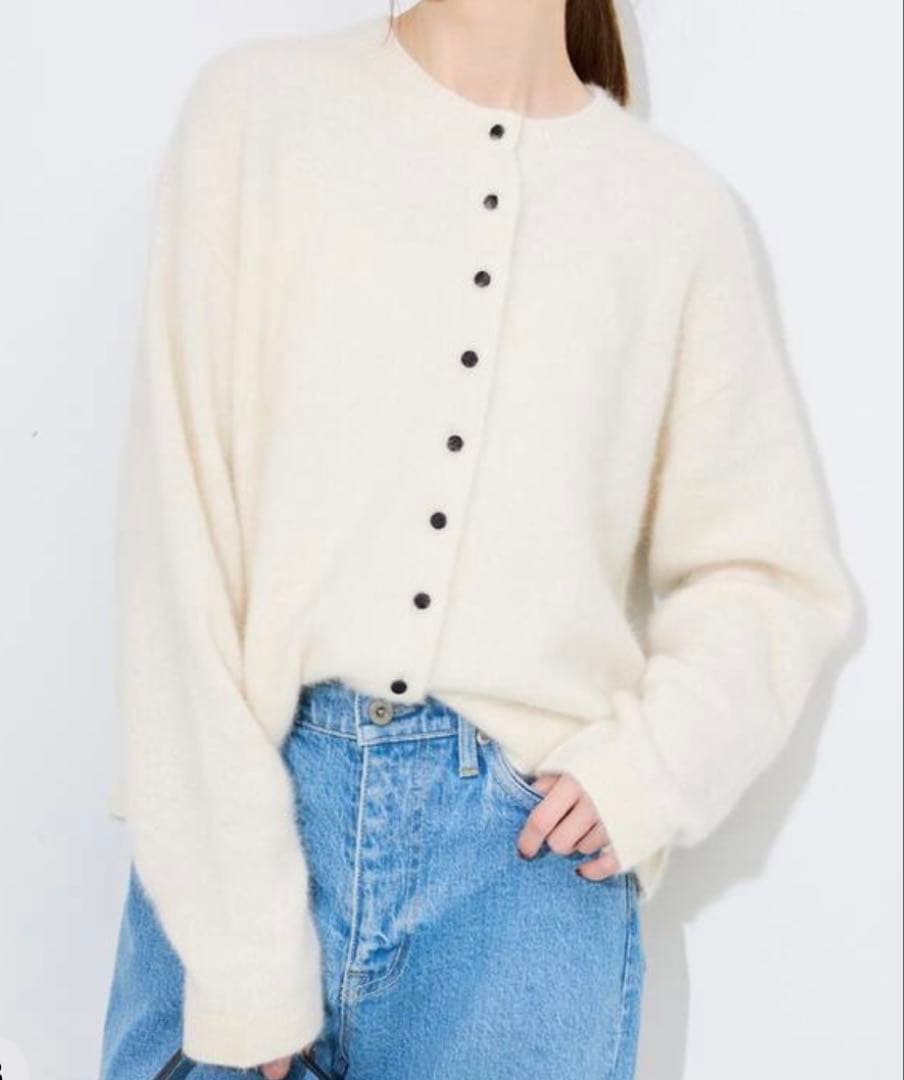 フォックスアルパカカーディガン　スローブイエナ　ホワイト