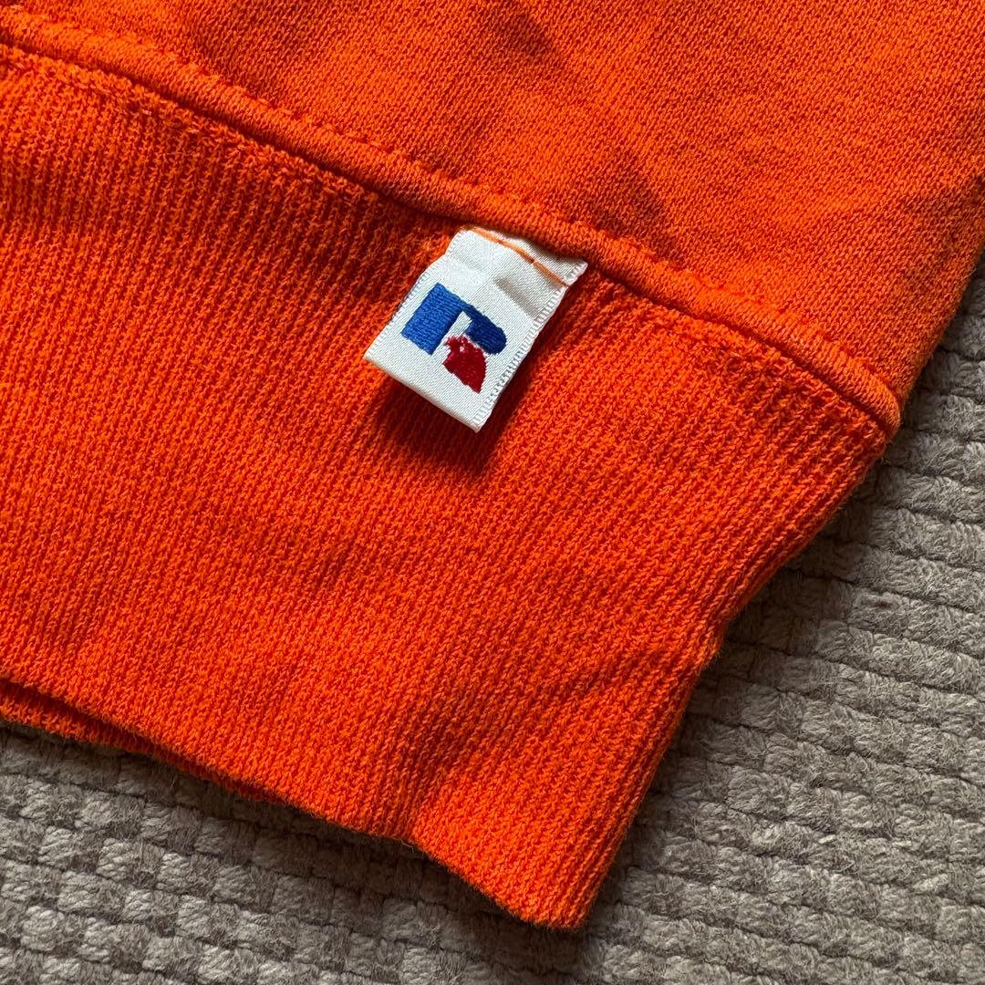 【美品/XL】ラッセルアスレティック 前V無地スウェット オレンジ メキシコ製