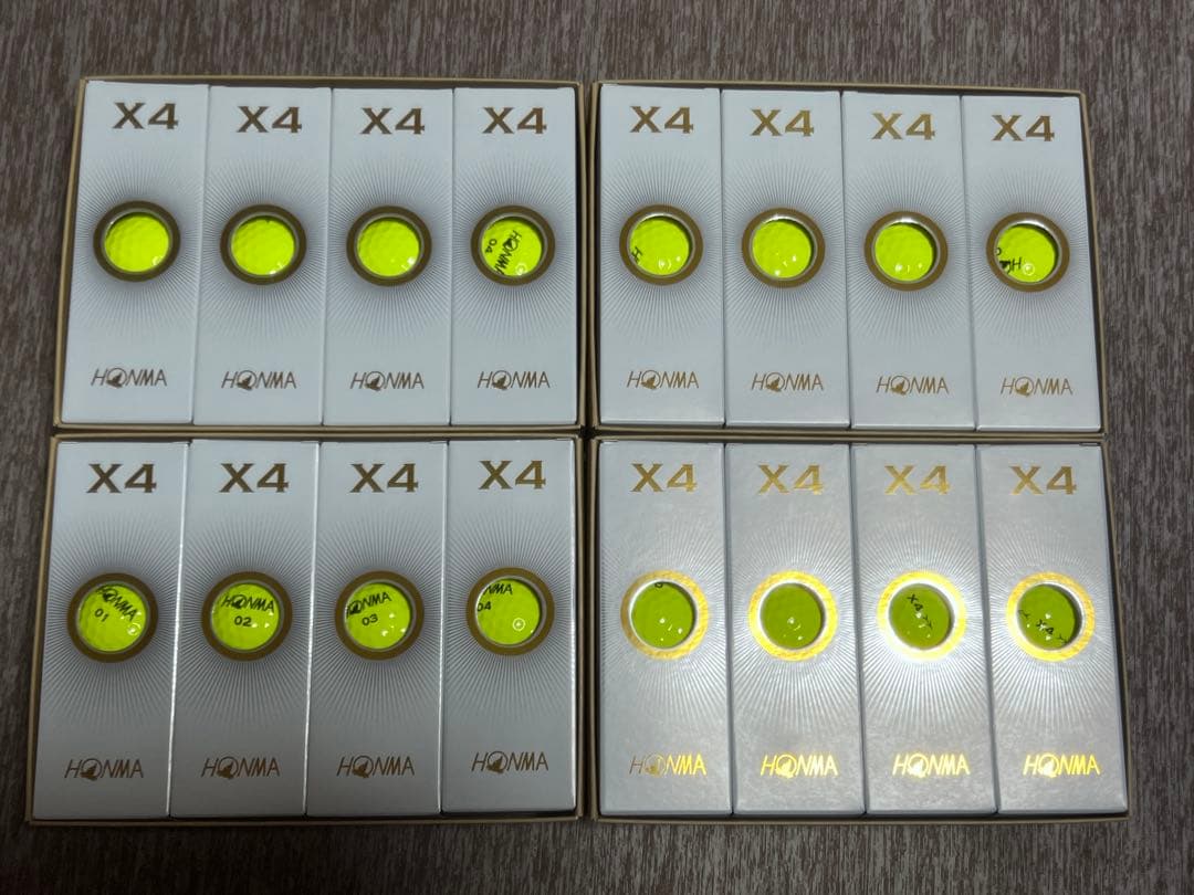 HONMA X4 ゴルフボール 1ダース×4箱　イエロー