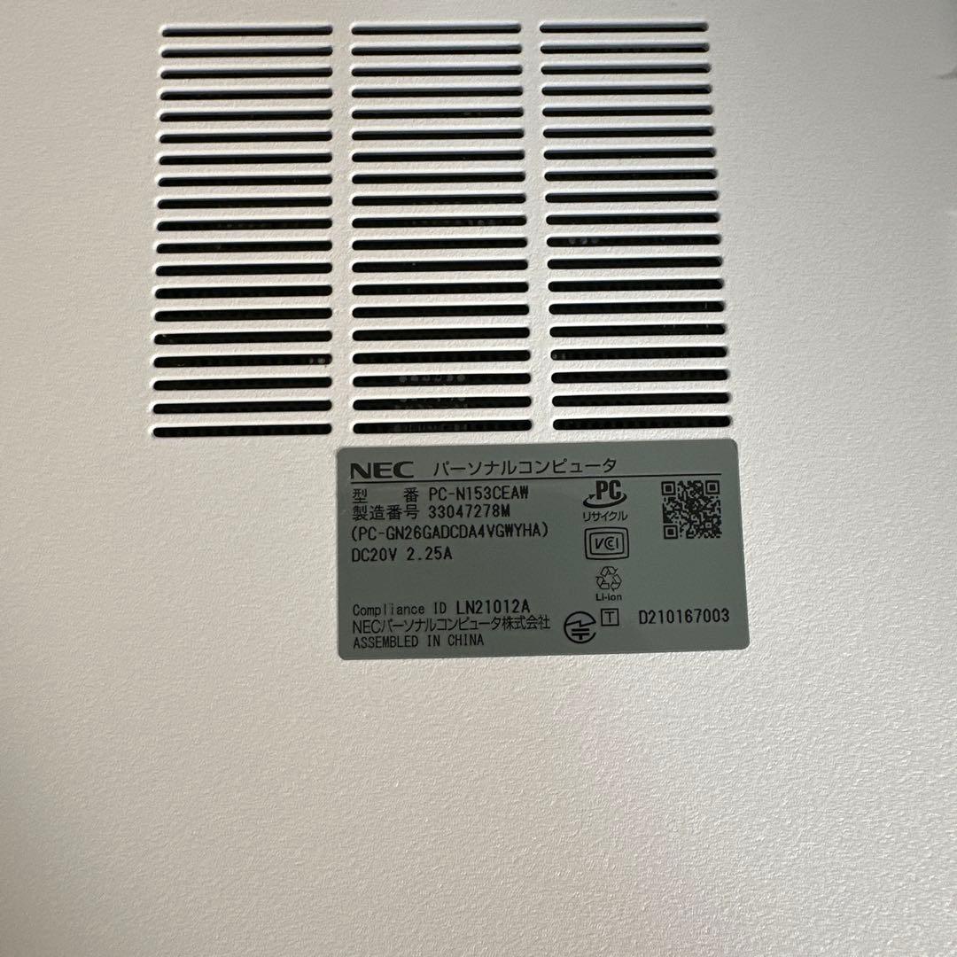 美品 NEC ノートPC PC-N153CEAW ホワイト LAVIE